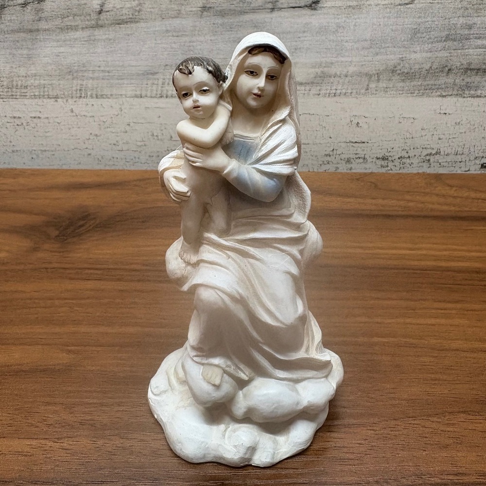 Virgin Mary and Jesus Hand Made and Hand Painted Figurine K's Collection 6"
